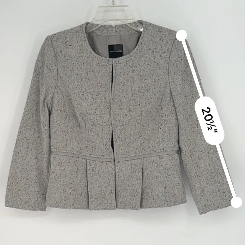 The Limited Blazer S Gray Tweed Peplum Career Wool Blend Academia‎ Preppy 92-01